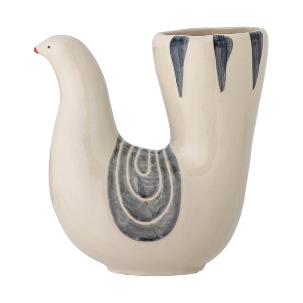 Krémová ručne maľovaná váza z kameniny (výška 19 cm) Trudy – Bloomingville