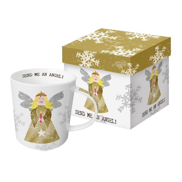 Hrnček z kostného porcelánu s vianočným motívom v darčekovom balení PPD Send Me An Angel, 350 ml
