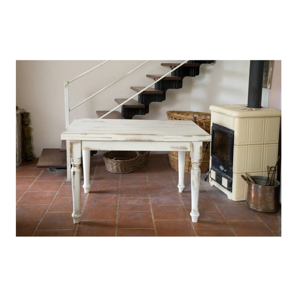 Krémový rozkladací drevený jedálenský stôl Castagnetti Gothic