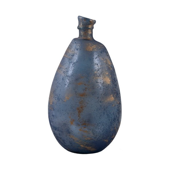 Modrá váza z recyklovaného skla s patinou Ego Dekor Simplicity, výška 47 cm