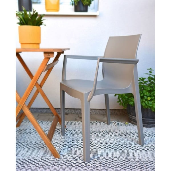 Béžová plastová záhradná stolička Emma - Rojaplast-image-1