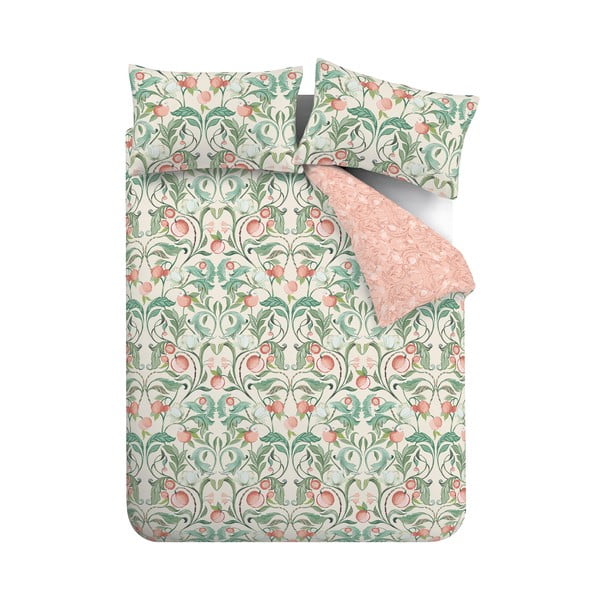 Zeleno-ružové obliečky na dvojlôžko 200x200 cm Clarence Floral - Catherine Lansfield