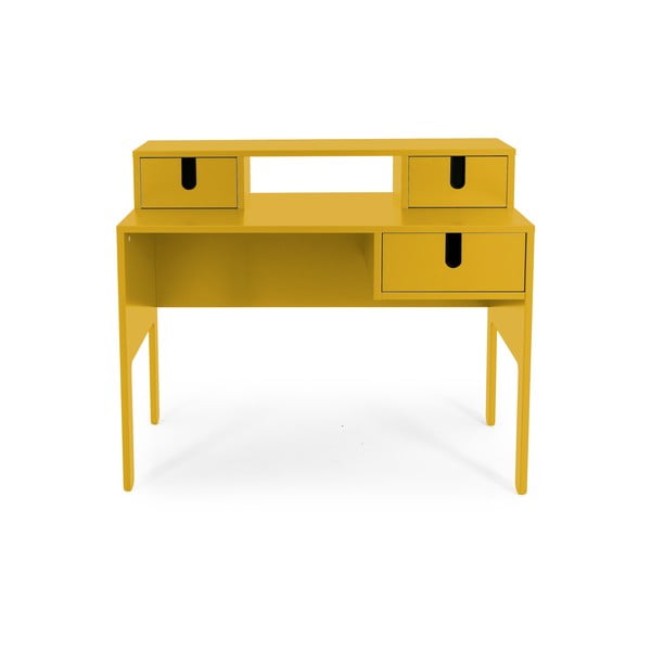 Žltý pracovný stôl s 3 zásuvkami Tenzo Uno