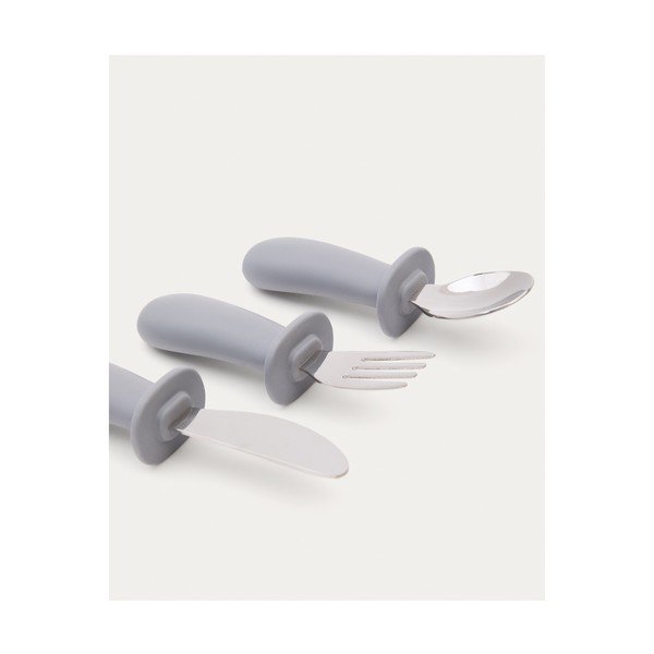 Modrý plastový/zo silikónu detský príbor 3 ks Lili – Kave Home-image-2