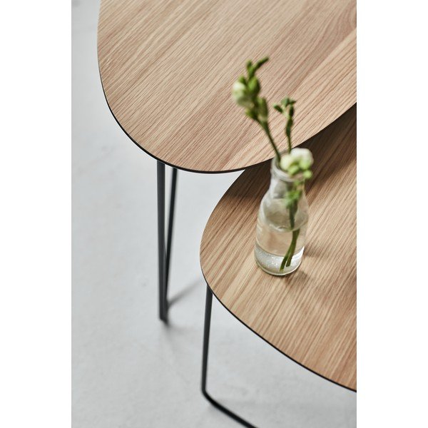 Kovový konferenčný stolík v prírodnej farbe 37x44 cm Curve M Wood – LIND DNA-image-3