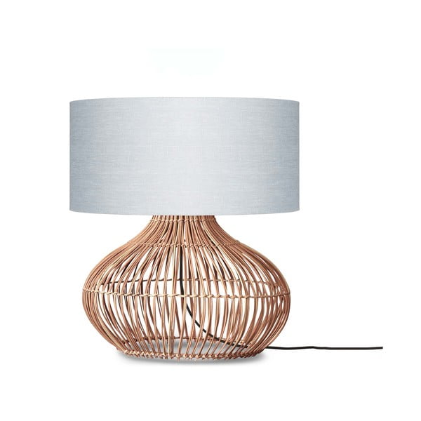 Stolová lampa s textilným tienidlom vo svetlo šedo-prírodnej farbe (výška 60 cm) Kalahari – Good&amp;Mojo