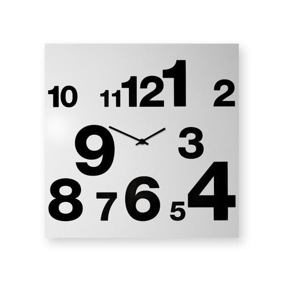 Nástenné hodiny dESIGNoBJECT.it Number Line White, 50 x 50 cm