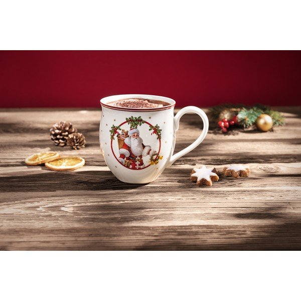 Biely porcelánový hrnček s vianočným motívom Villeroy & Boch Santa a jeleň-image-1