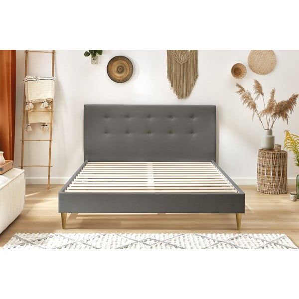 Tmavosivá dvojlôžková posteľ Bobochic Paris Rory Light, 180 x 200 cm-image-1