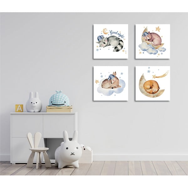 Obrazy v súprave 4 ks 30x30 cm Good Night - Wallity-image-1