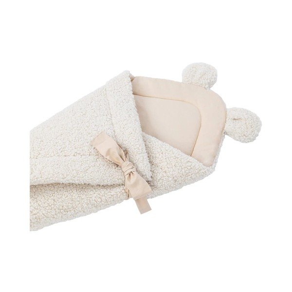 Krémová detská zavinovačka s baránkom 35x65 cm – Meowbaby-image-3