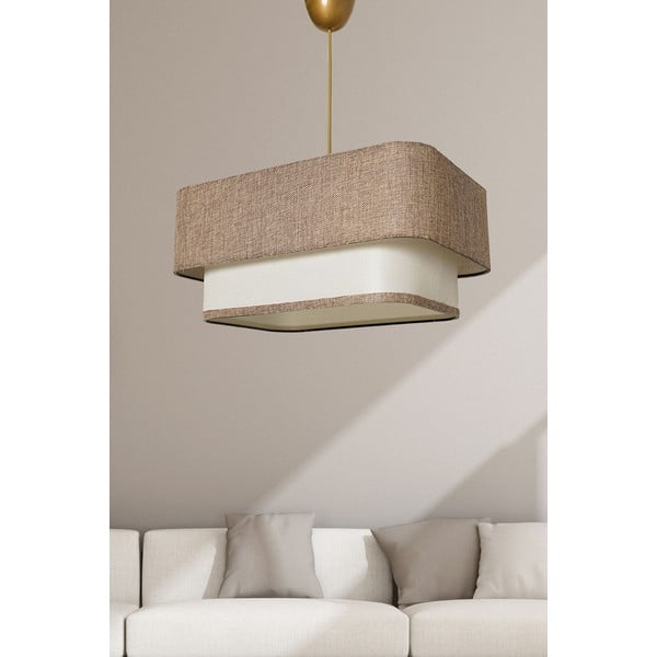 Béžovo-krémové závesné svietidlo s tienidlom z juty Varianza – Opviq lights-image-1
