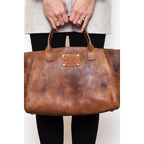 Hnedá kožená kabelka O My Bag Fly Violet Midi-image-1