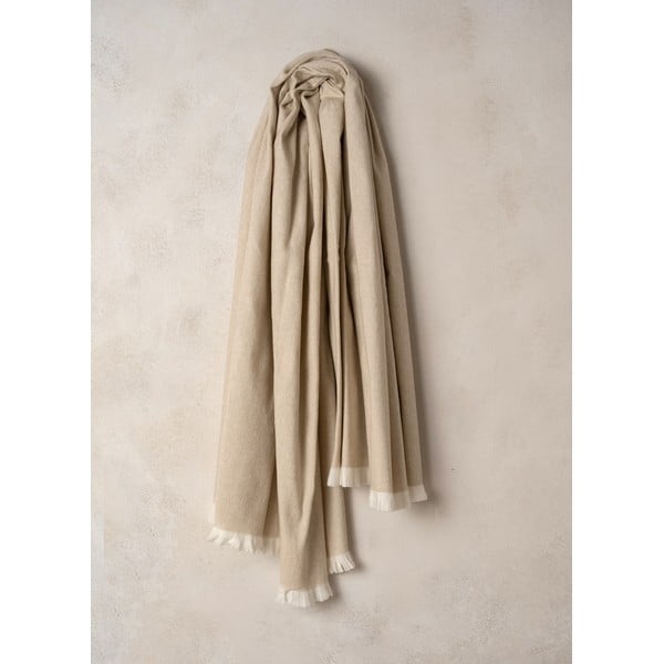 Svetlobéžový pléd s podielom bavlny Euromant Linen, 140 x 180 cm-image-1