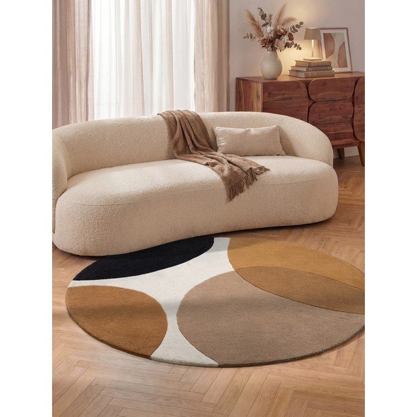 Koňakovohnedý vlnený okrúhly koberec ø 200 cm Ruvia – Villeroy&Boch-image-1
