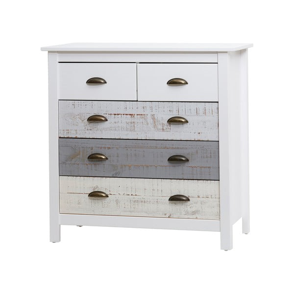 Bielo-sivá komoda so 4 zásuvkami Marckeric Romantica, 79 × 80 cm-image-2