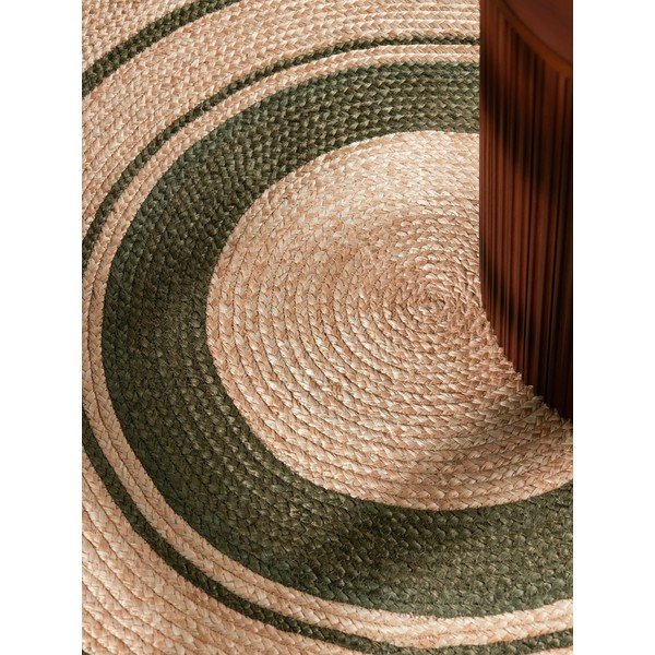 Obojstranný/ručne tkaný jutový okrúhly koberec v prírodnej farbe ø 150 cm Basil – Hanse Home-image-2