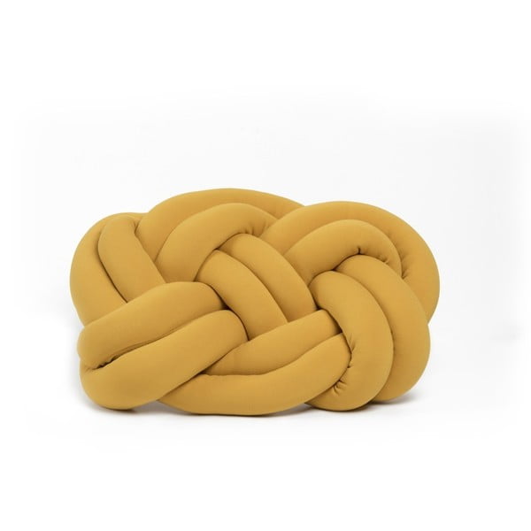 Horčicovožltý vankúš Cloud Knot Decorative Cushion, 40 x 32 cm