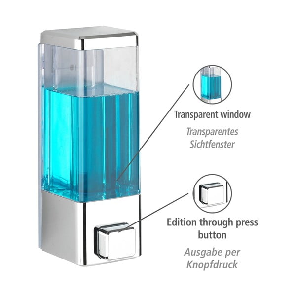 Nástenný plastový dávkovač mydla v striebornej farbe 0.32 l Istres – Wenko-image-3