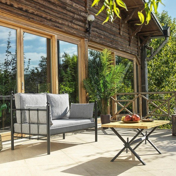Záhradná lounge súprava v čiernej a svetlosivej farbe pre 4 Lalas – Floriane Garden-image-1
