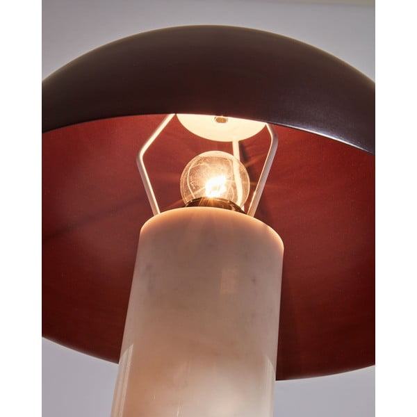 Biela/tmavohnedá mramorová stolová lampa s kovovým tienidlom (výška 43 cm) Zorione – Kave Home-image-3