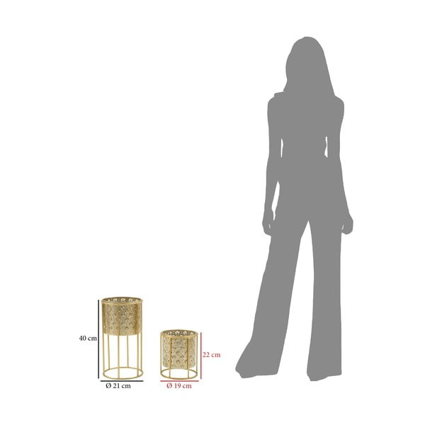 Súprava 2 stojanov na kvetináč v zlatej farbe Mauro Ferretti Golvy, výška 40 cm-image-2