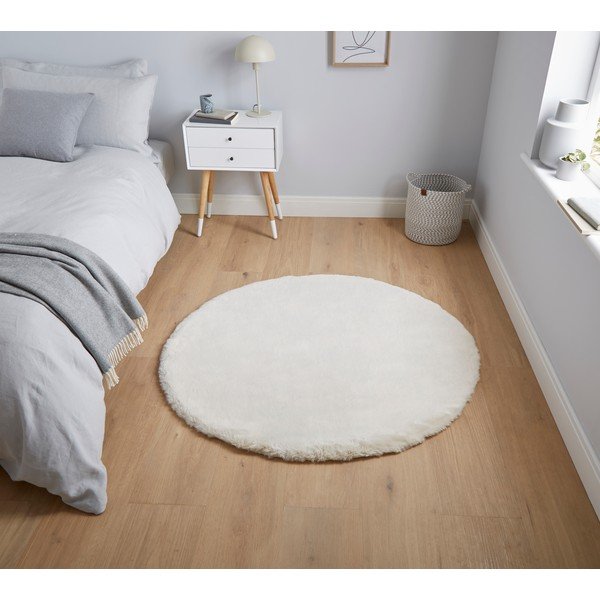 Krémovobiely koberec Think Rugs Teddy, ⌀ 120 cm-image-1