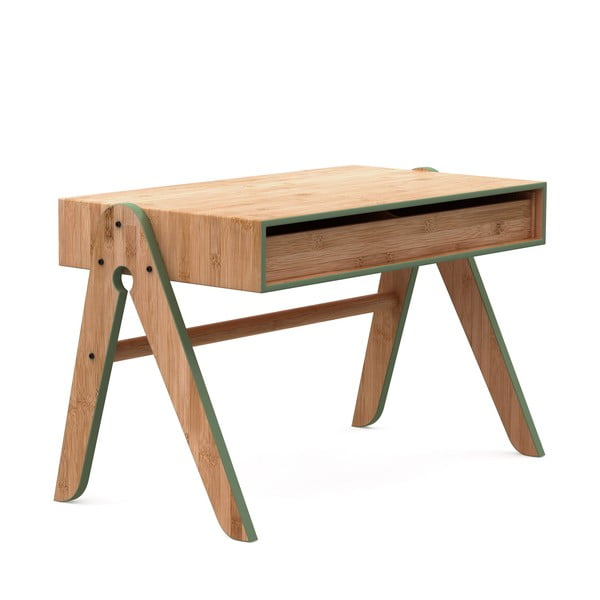 Detský písací stôl z bambusu Moso so zelenými detailmi We Do Wood Geo 's