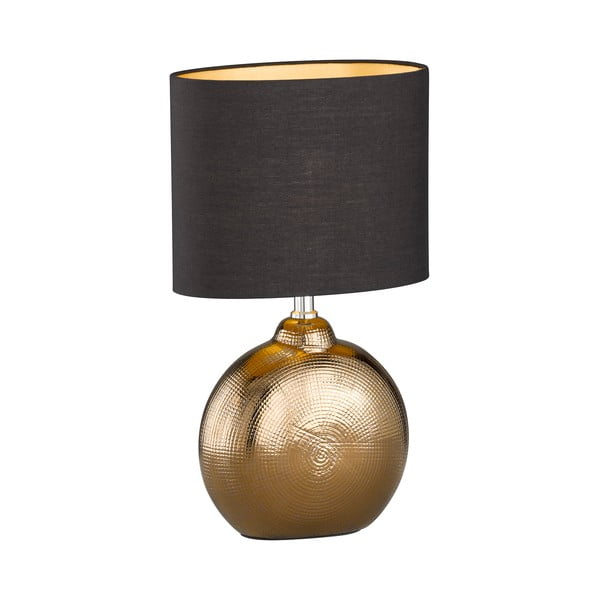 Keramická stolová lampa s textilným tienidlom v čierno-bronzovej farbe (výška 39 cm) Foro – Fischer & Honsel