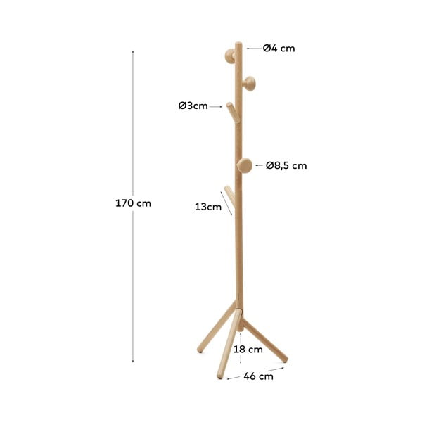 Vešiak z bukového dreva v prírodnej farbe 46x170 cm Nadue – Kave Home-image-4