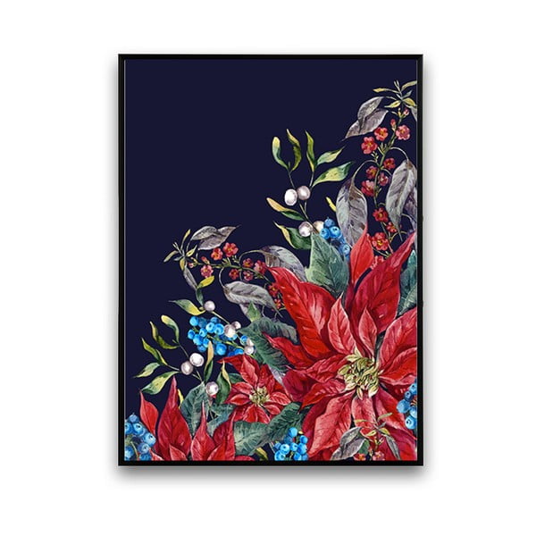Plagát s kvetmi, čierne pozadie, 30 x 40 cm