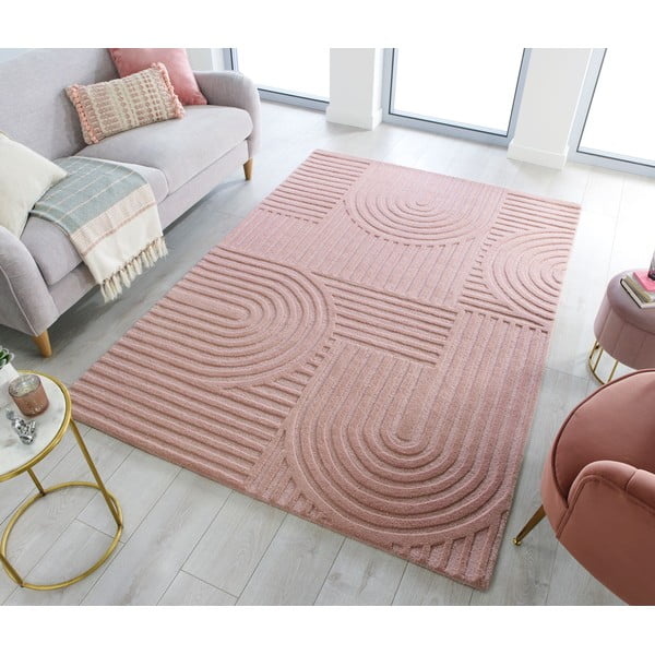 Ružový vlnený koberec Flair Rugs Zen Garden, 120 x 170 cm-image-1
