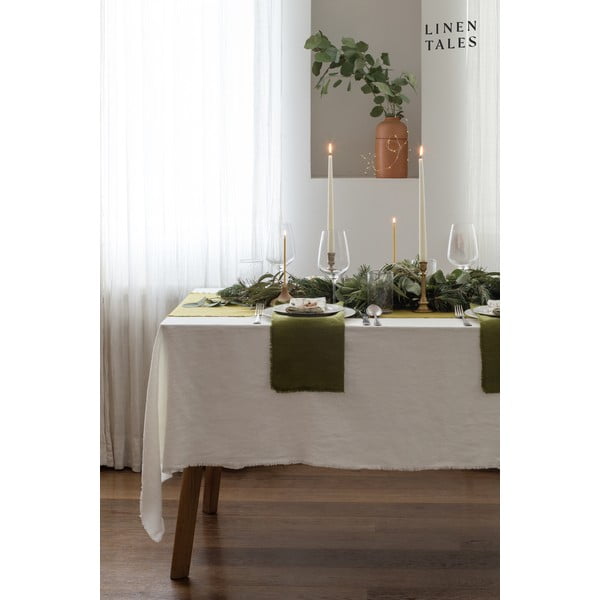 Biely ľanový obrus Linen Tales Classic, 140 x 140 cm-image-4