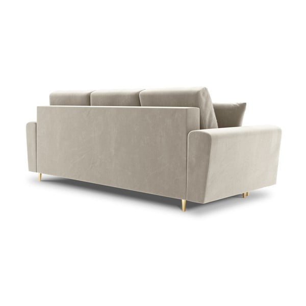 Béžová zamatová rozkladacia/s úložným priestorom pohovka 235 cm Kyoto – Cosmopolitan Design-image-3