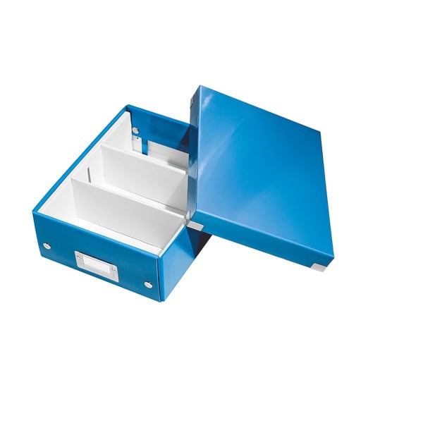 Modrý kartónový úložný box s vekom Click&amp;Store - Leitz