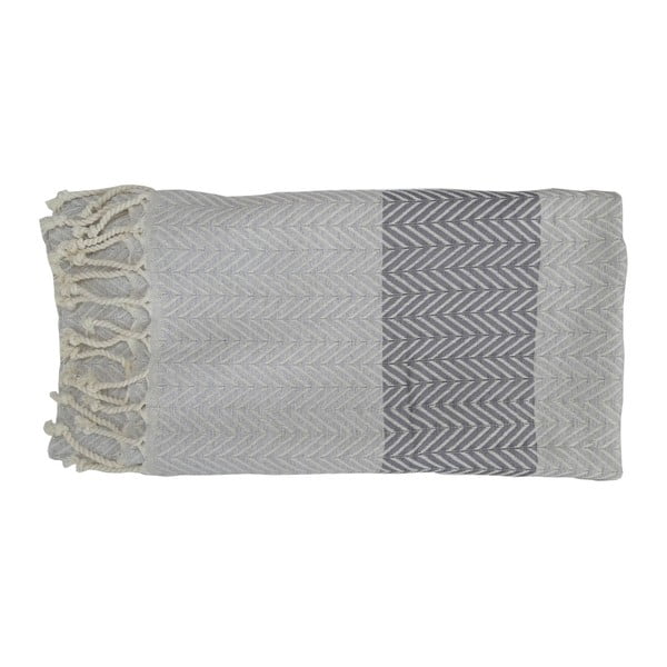 Sivá ručne tkaná osuška z prémiovej bavlny Damla, 100 × 180 cm