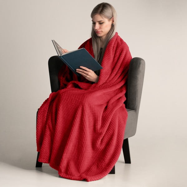 Červená deka z mikrovlákna DecoKing Henry, 220 × 240 cm-image-1