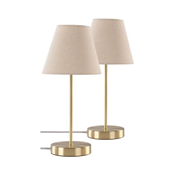 Béžová/v mosadznej farbe látková stolová lampa (výška  39 cm) Lasse – Jotex