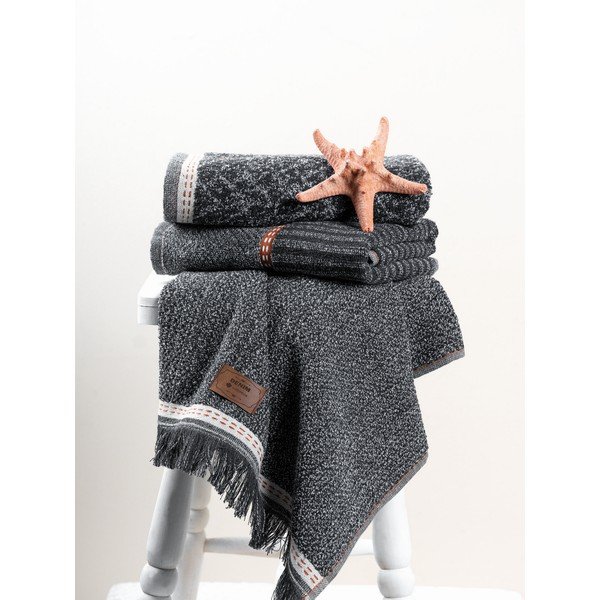Antracitové uteráky v súprave 3 ks 50x90 cm Denim – Foutastic-image-1