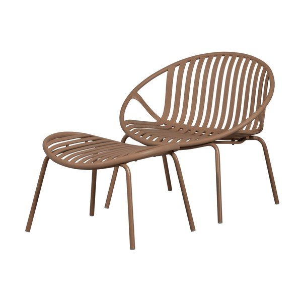 Ružové plastové záhradné kreslo s podnožkou Bruce – WOOOD