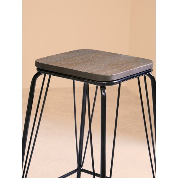 Čierna/hnedá stolička z brestového dreva District – Premier Housewares-image-4