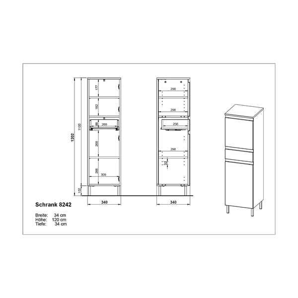 Biela vysoká kúpeľňová skrinka 34x120 cm Salinas - Germania-image-4