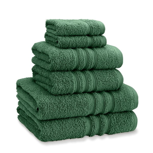 Tmavozelené froté bavlnené uteráky a osušky v súprave 6 ks Zero Twist – Catherine Lansfield