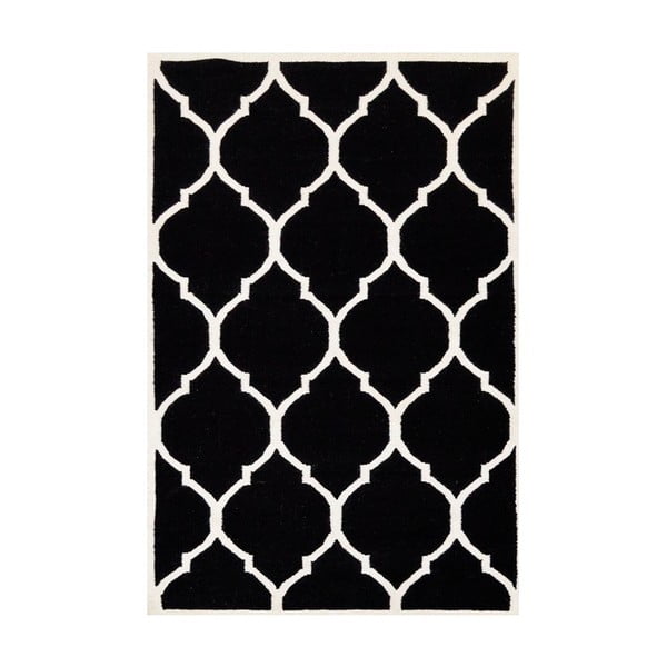 Ručne tkaný čierny koberec Caroline, 200x140cm