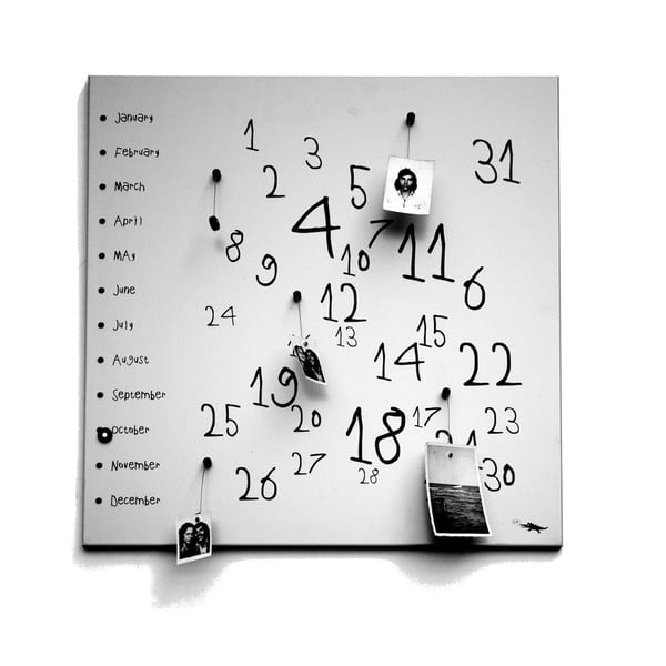 Magnetický kalendár dESIGNoBJECT.it Krok White, 50 x 50 cm