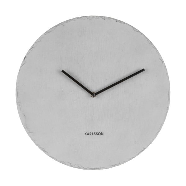 Sivé nástenné bridlicové hodiny Karlsson Slate, ⌀ 40 cm