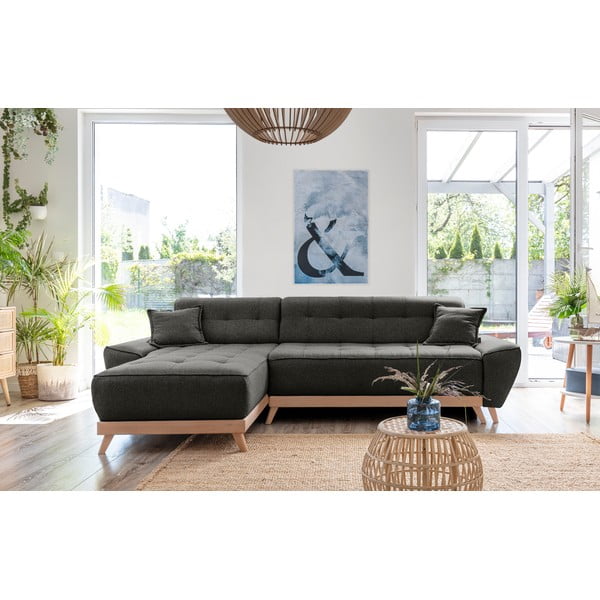 Tmavosivá rozkladacia variabilná rohová pohovka Miuform Dazzling Daisy-image-1