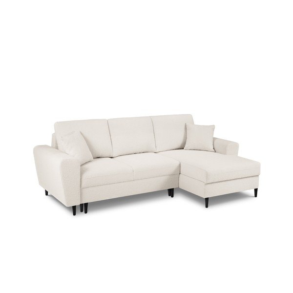 Béžová rozkladacia/s úložným priestorom rohová pohovka z textílie buklé (pravý roh/s leňoškou) Kyoto – Cosmopolitan Design-image-1