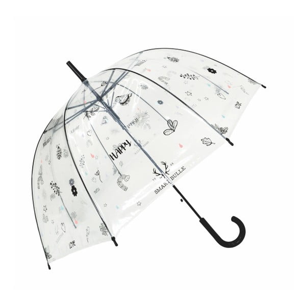 Transparentný tyčový dáždnik Ambiance Birdcage Happy, ⌀ 85 cm