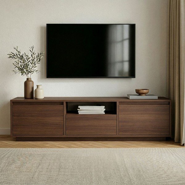 TV stolík v dekore orecha v tmavo prírodnej farbe 160x42x30 cm Sentinel – Kalune Design-image-2